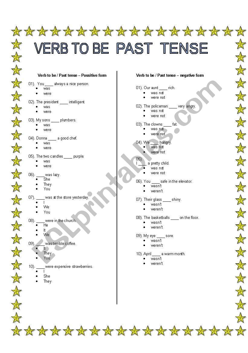 Verb To Be - Past Tense (Affirmative & Negative Sentences)