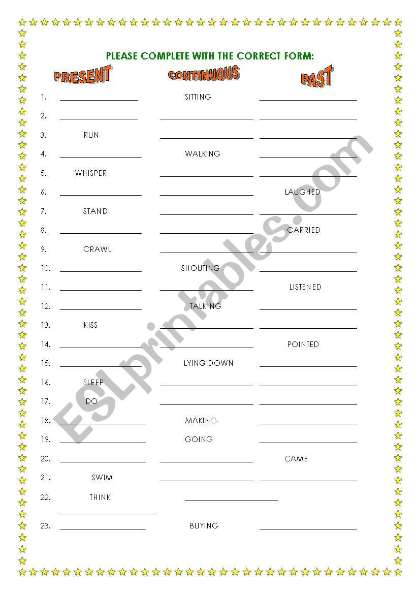 PRACTICE VERBS worksheet