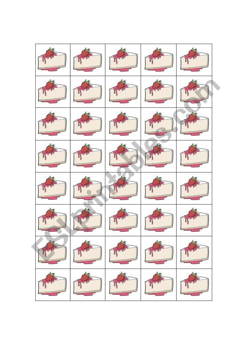 Food Activity/Game Pieces PG.2 - Cheesecake & Cake