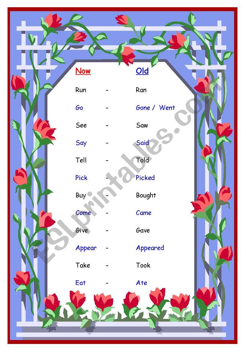 tense worksheet