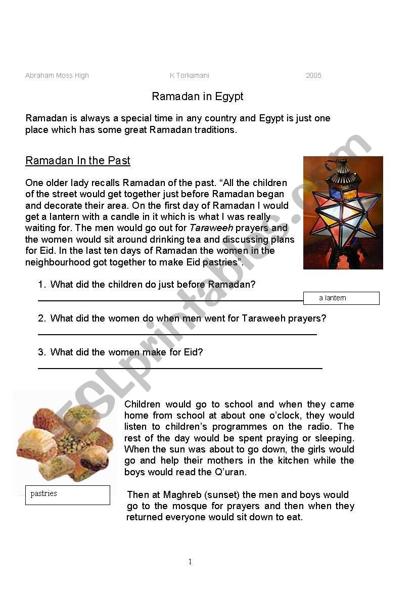Ramadan Booklet worksheet