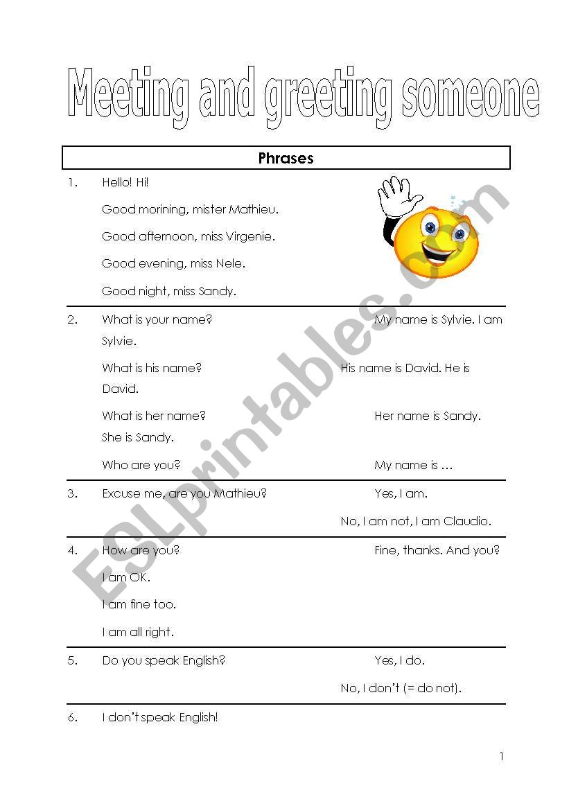 meeting and greeting someone worksheet