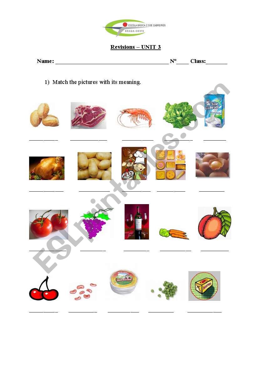 Healthy Food - revisions  worksheet