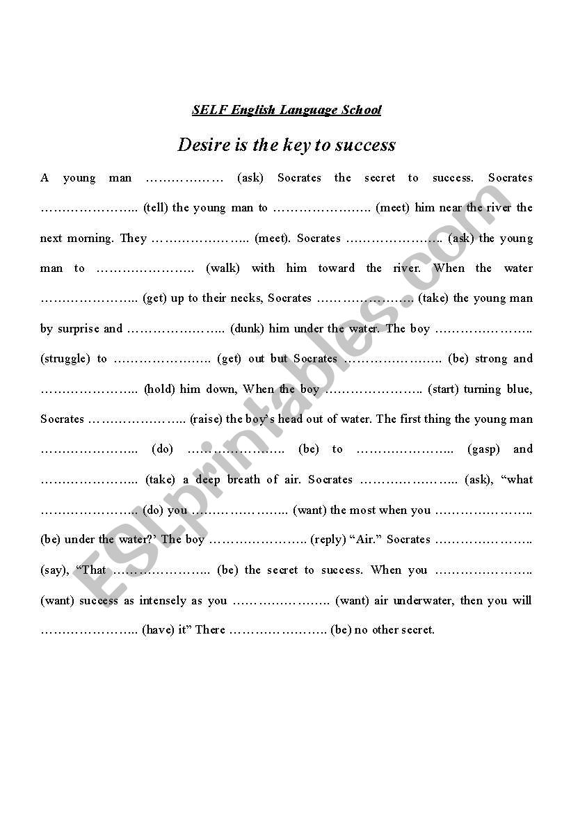 Lanugage speaking worksheet