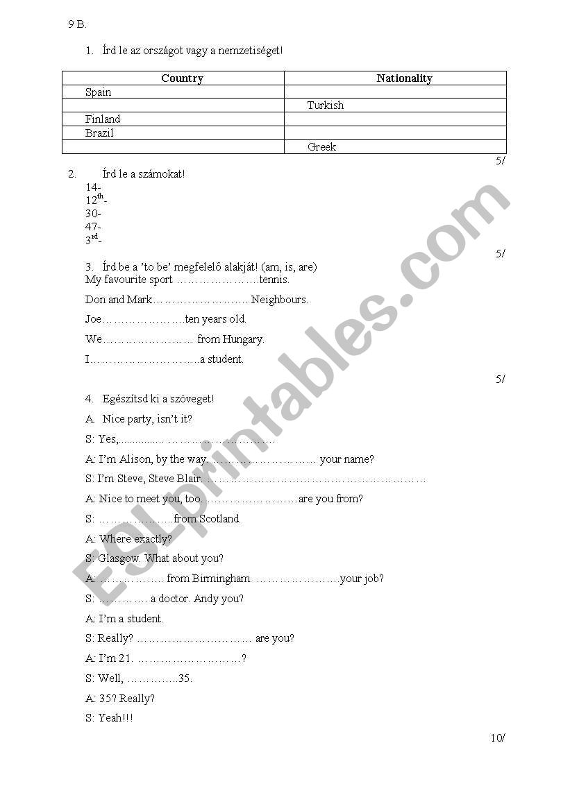 To be worksheet