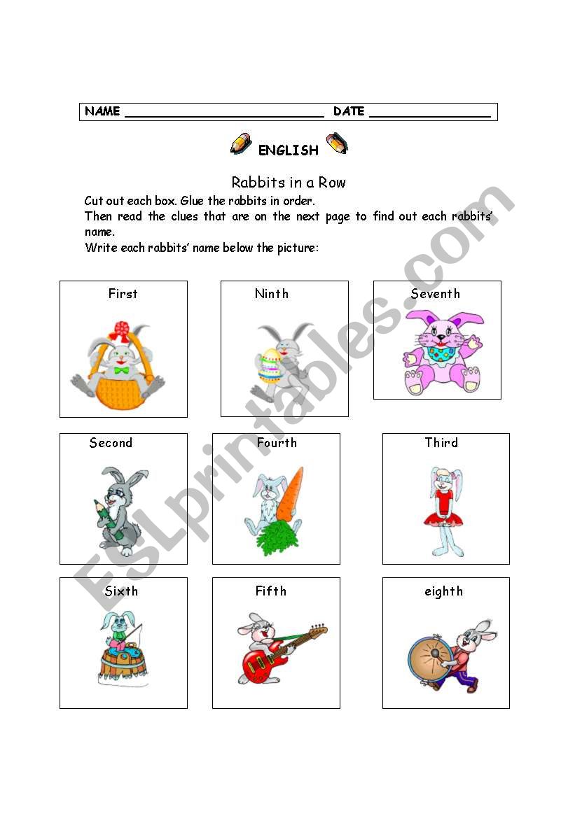 Rabbits in a Row worksheet