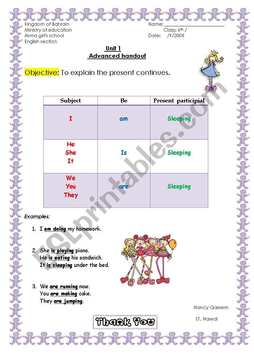 present cont worksheet