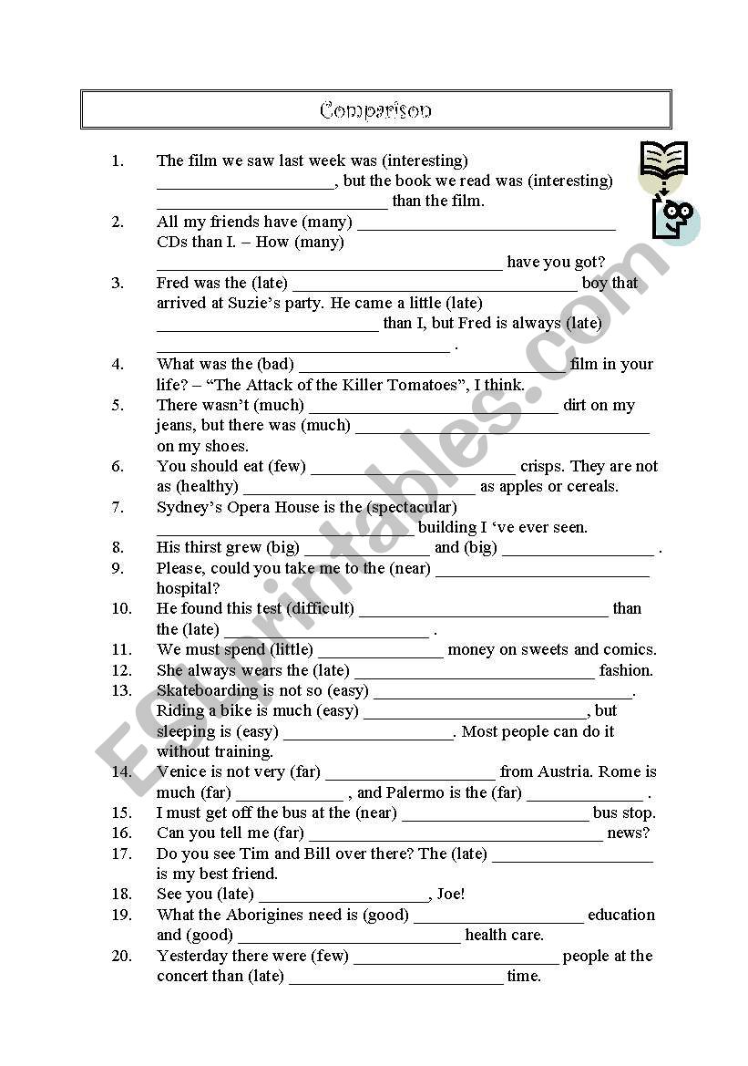 Comparison worksheet