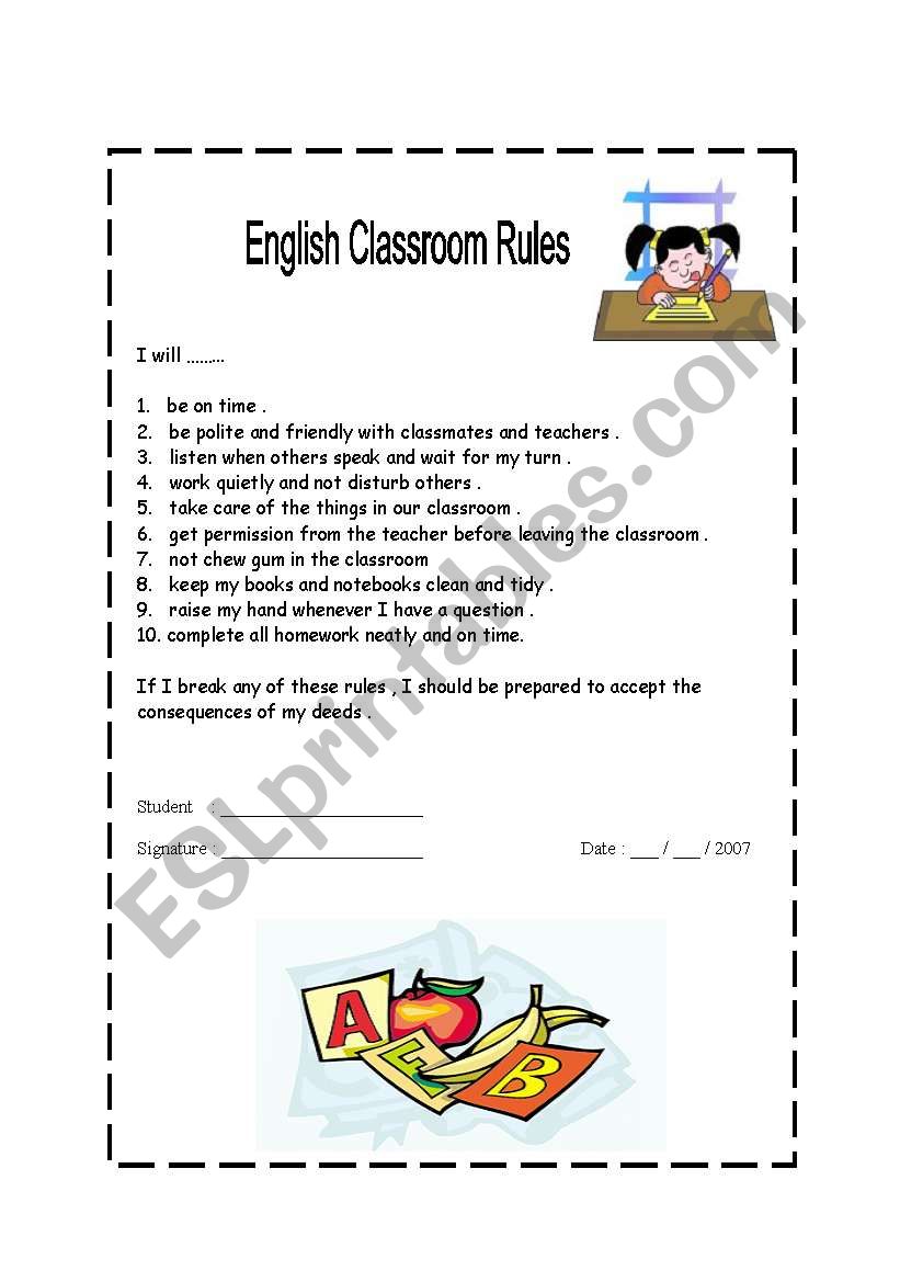 Classroom Rules  worksheet