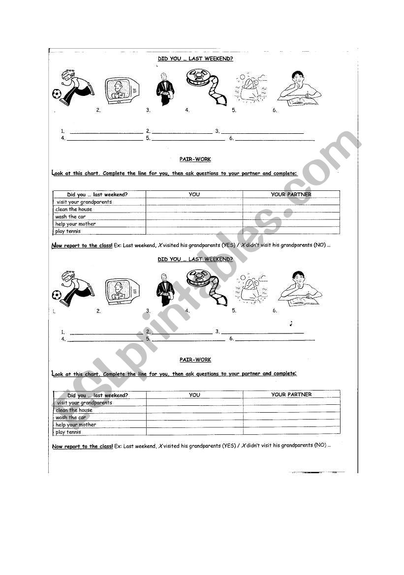 WHAT DID YOU DO LAST WEEKEND? worksheet