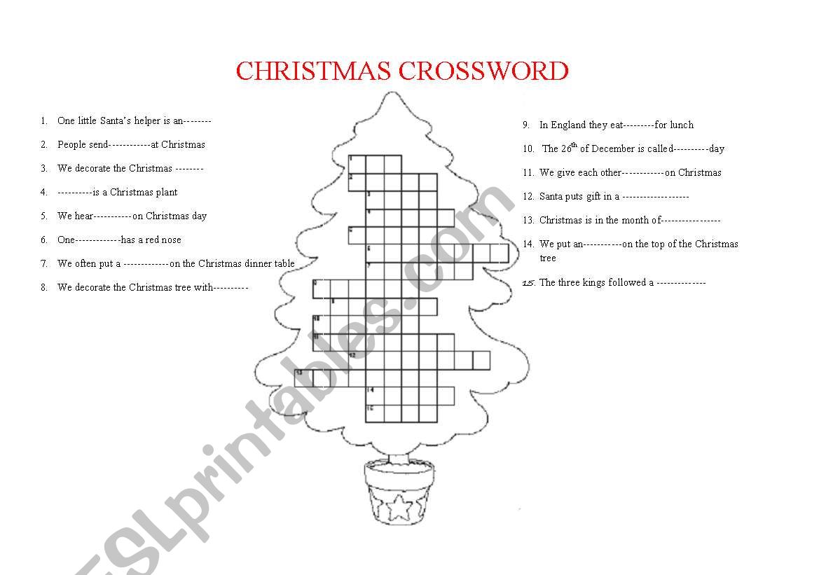 christmas crossword worksheet