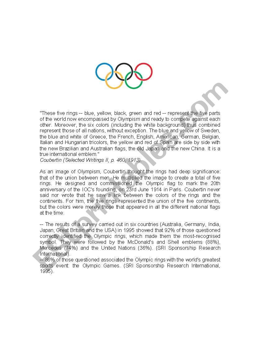 The Olimpic Rings worksheet