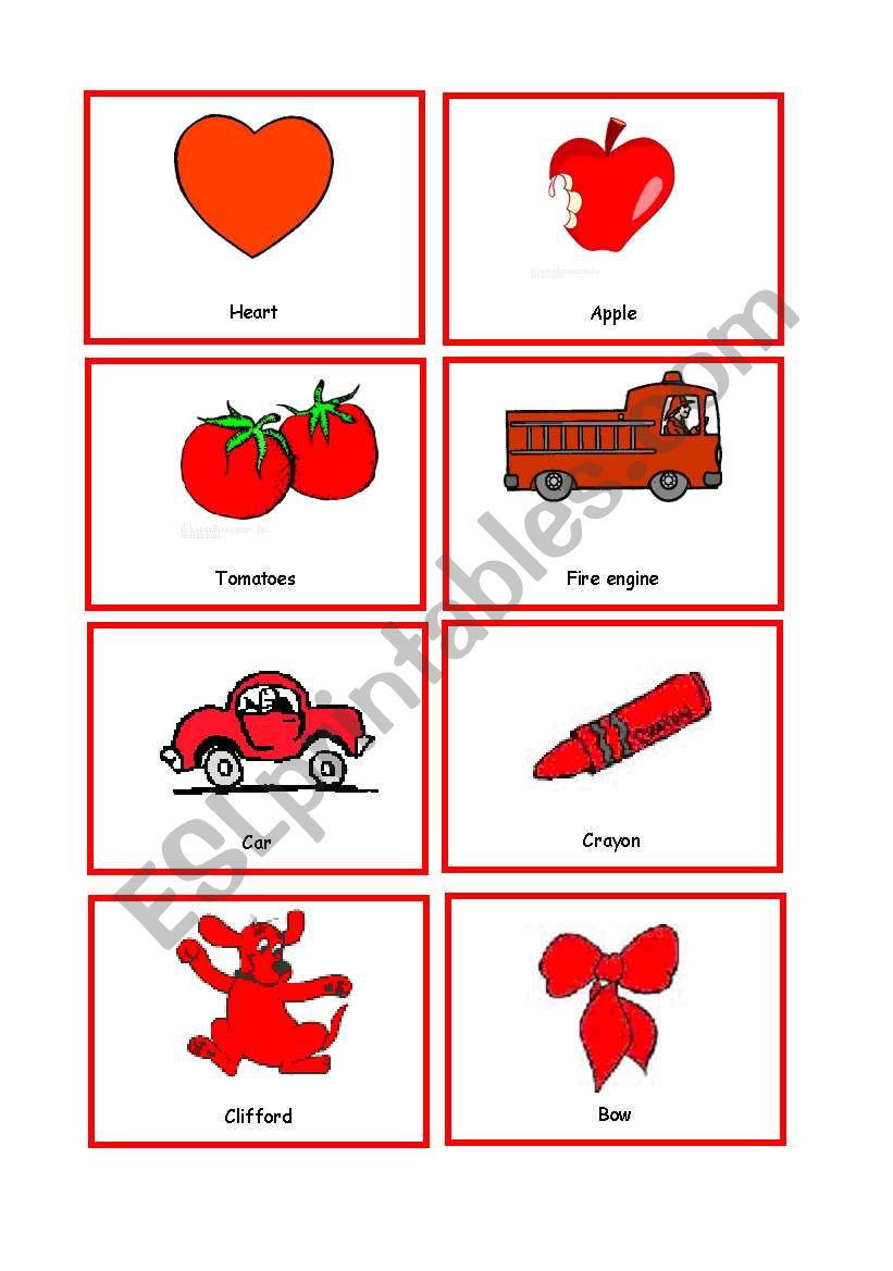 Colour Cards RED worksheet
