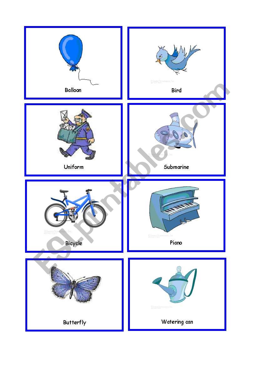 Colour Cards BLUE worksheet