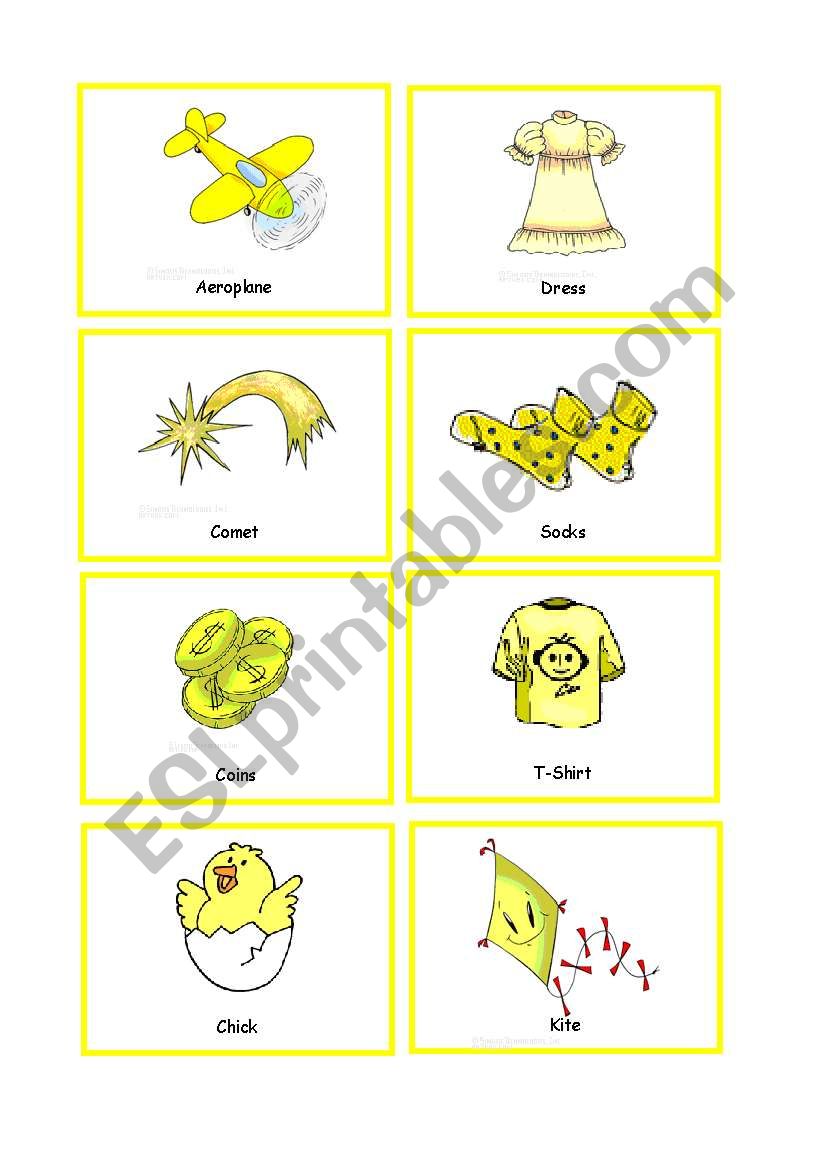 Colour Cards YELLOW worksheet