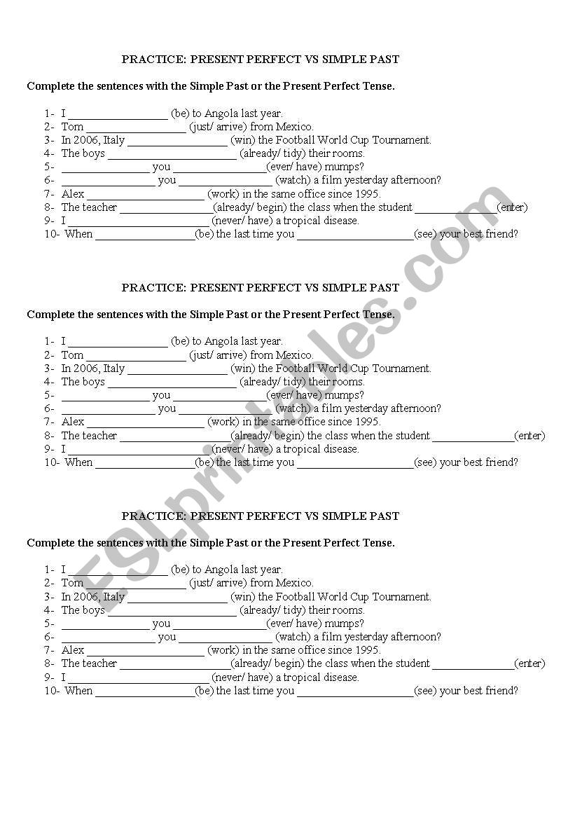 PAST TENSES worksheet