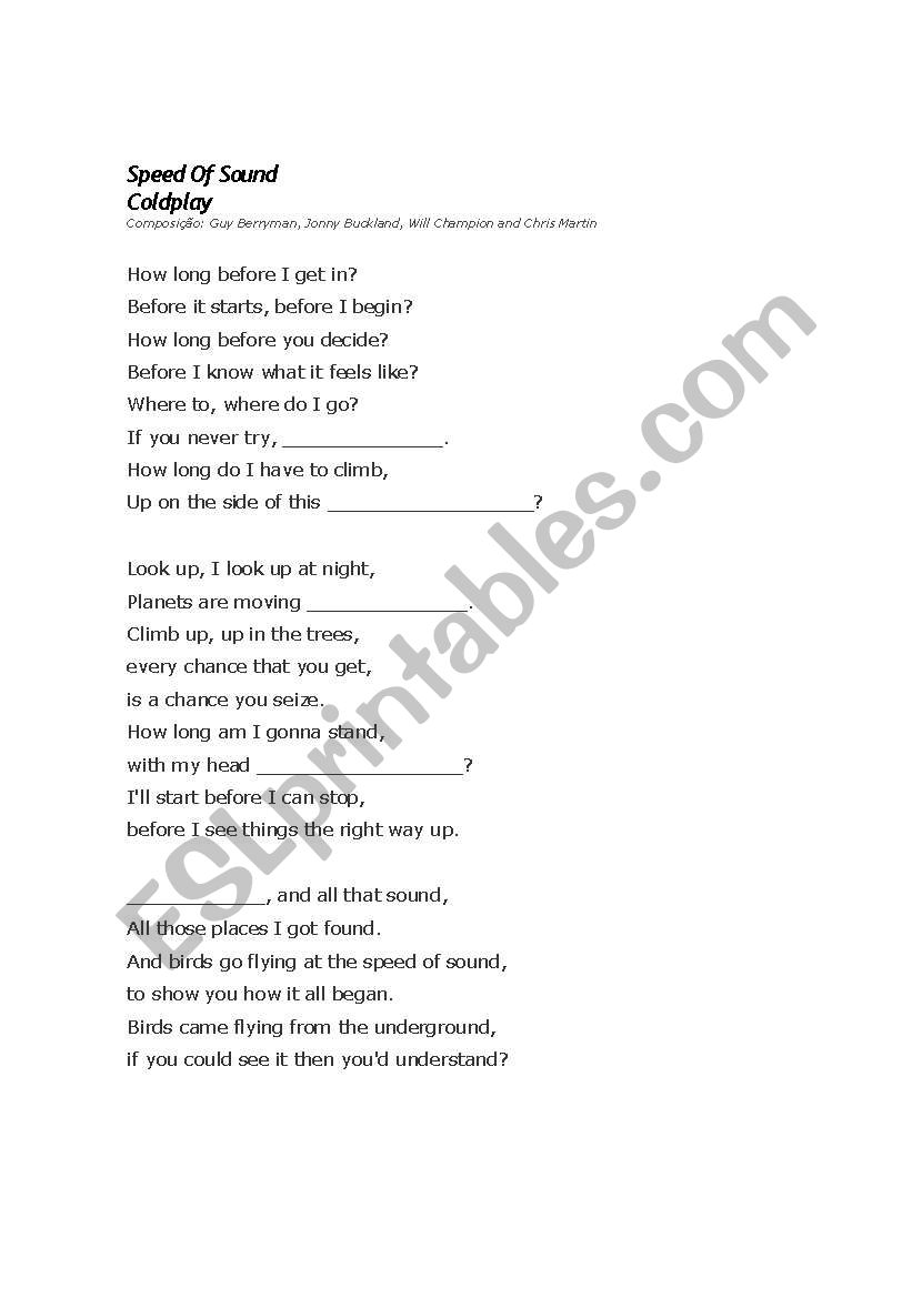 Coldplay worksheet