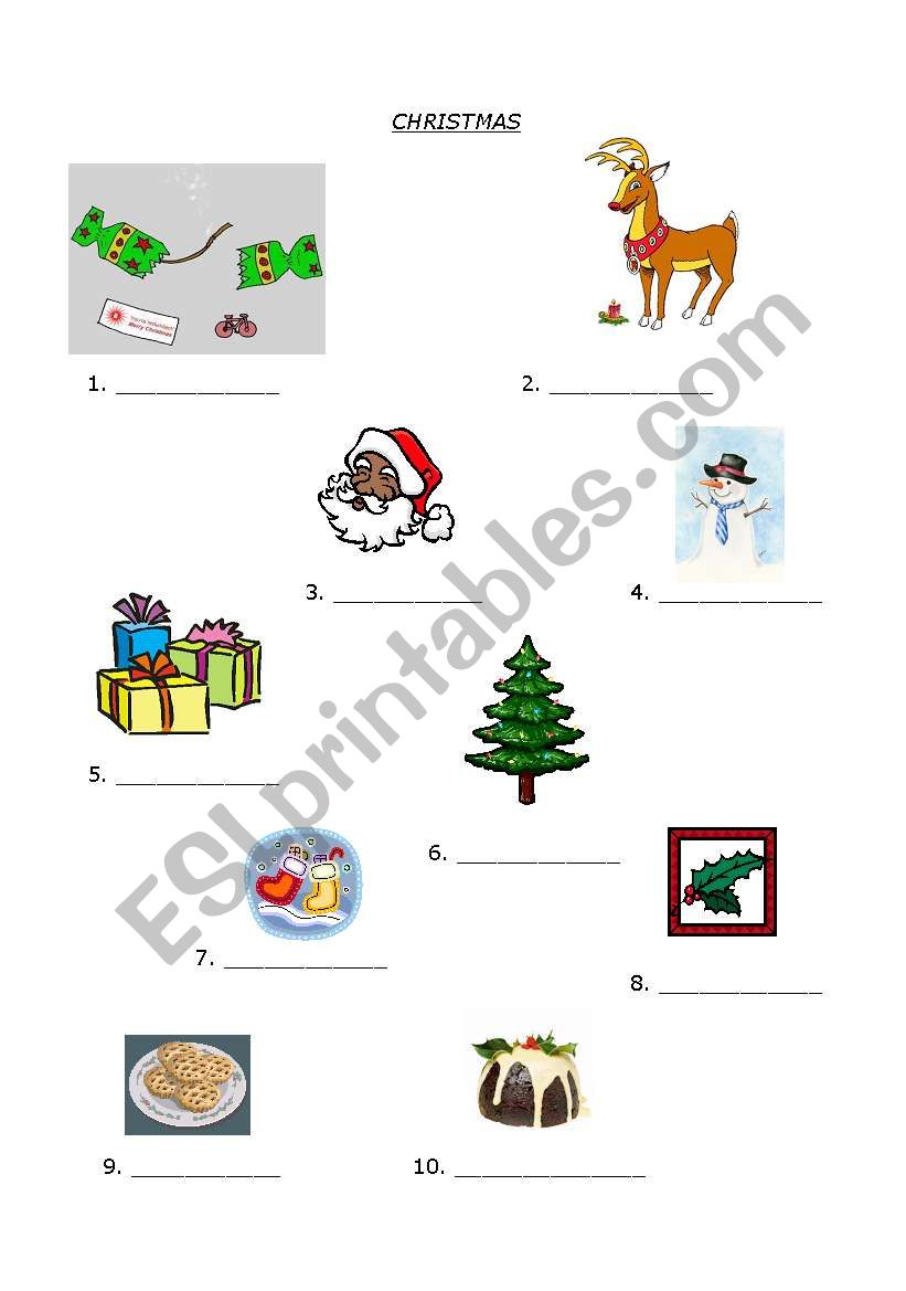 Xmas vocabulary worksheet