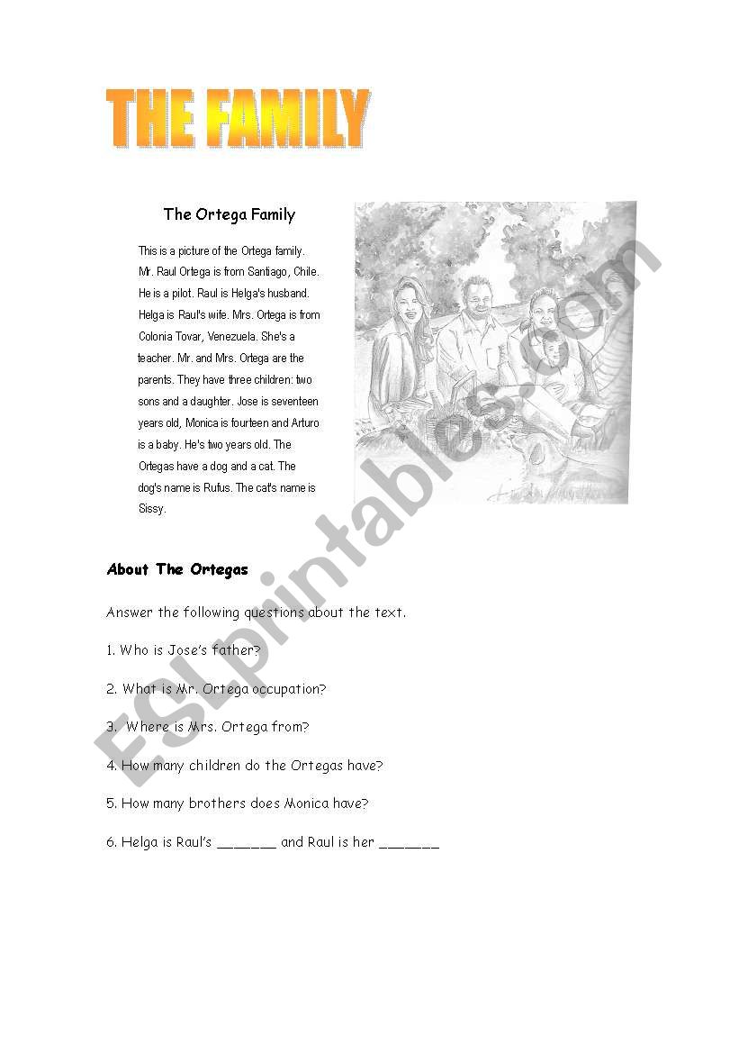 the family worksheet