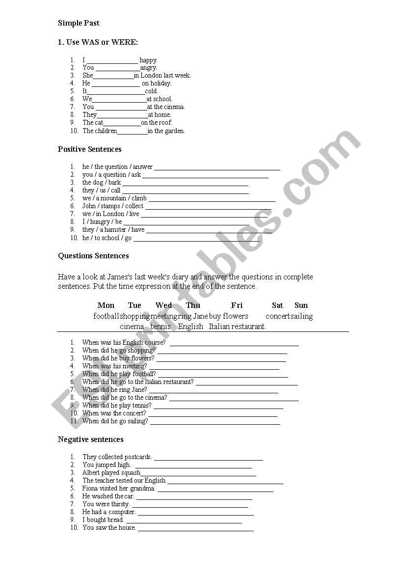 Simple Past worksheet