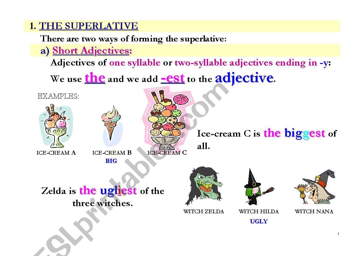 SUPERLATIVES - FLASHCARDS worksheet