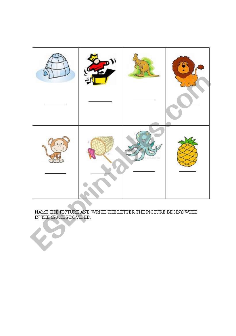 Beginning letter practice worksheet