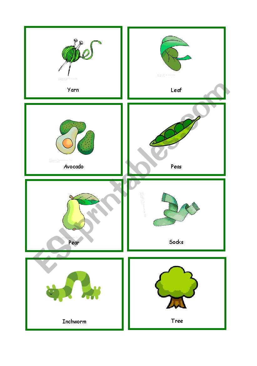 Colour Cards GREEN worksheet