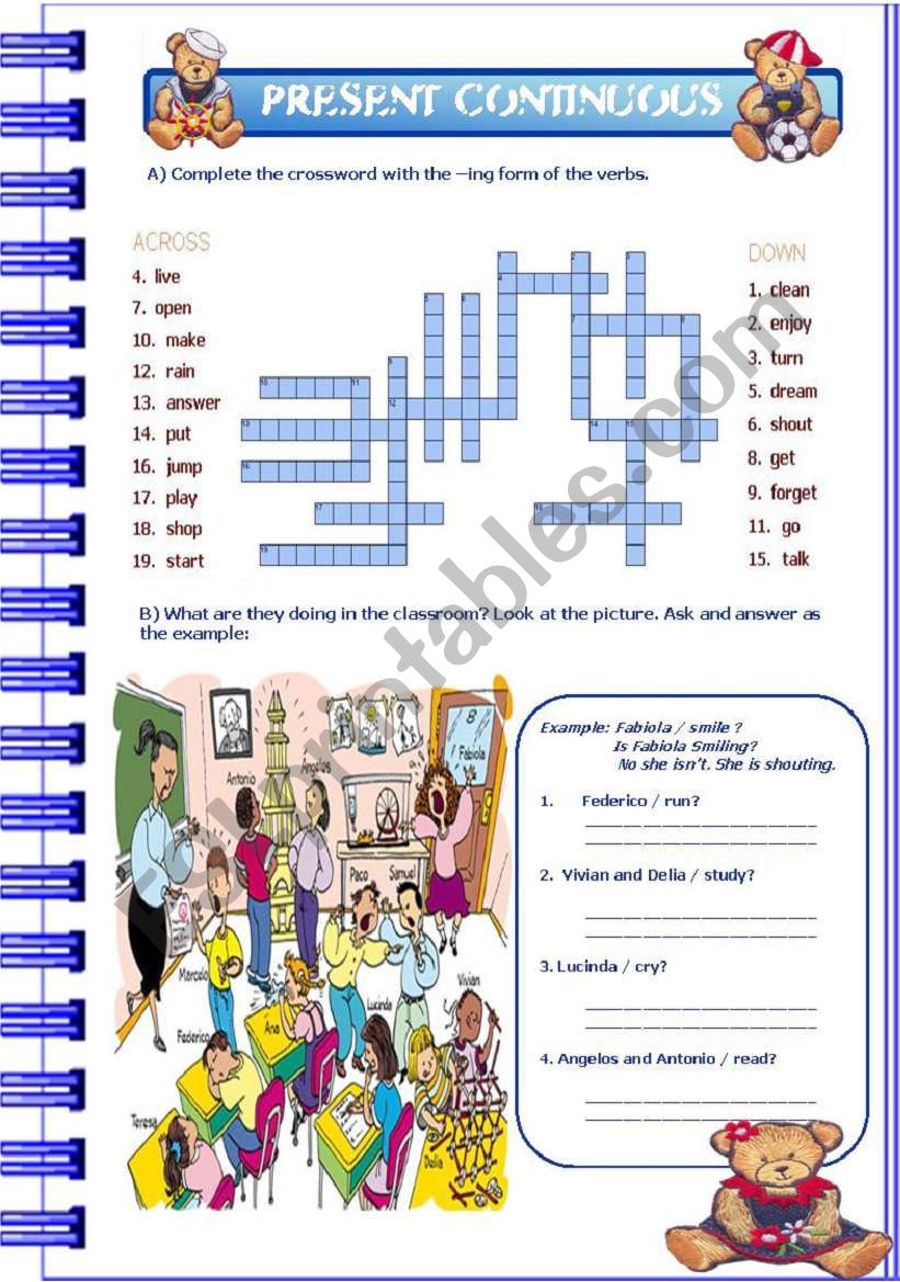 Present Continuous worksheet