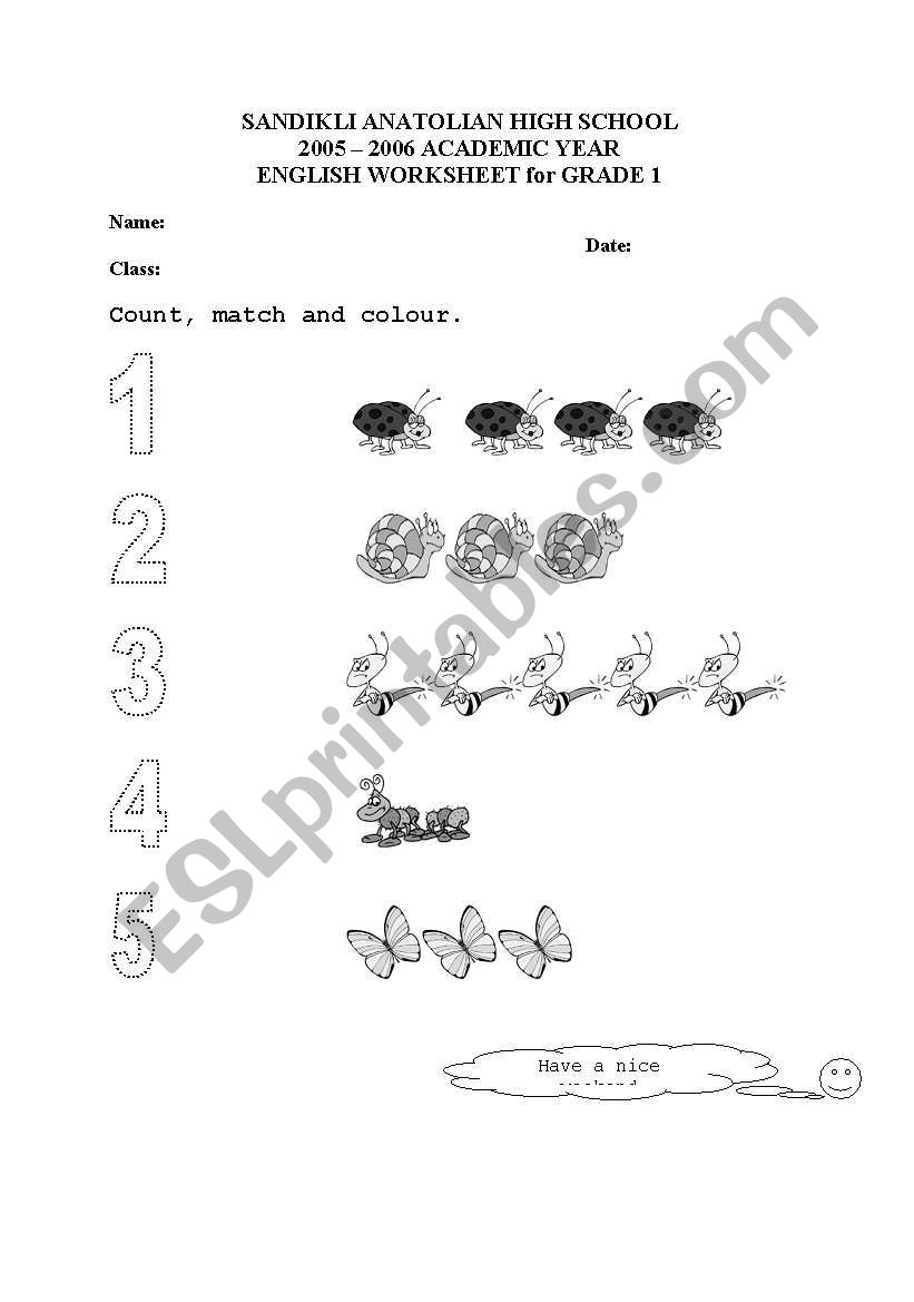 CARDINAL NUMBERS worksheet