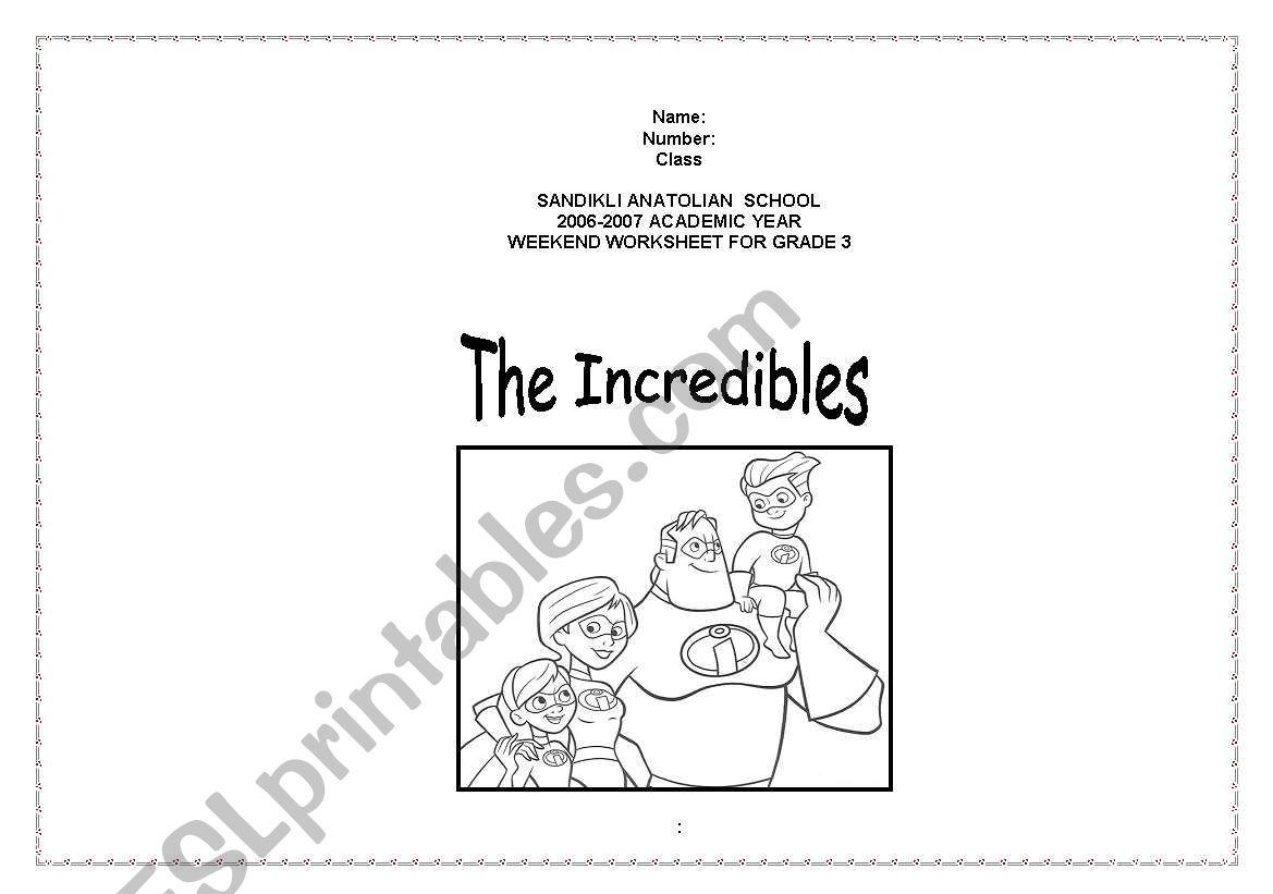 the ncredbles worksheet