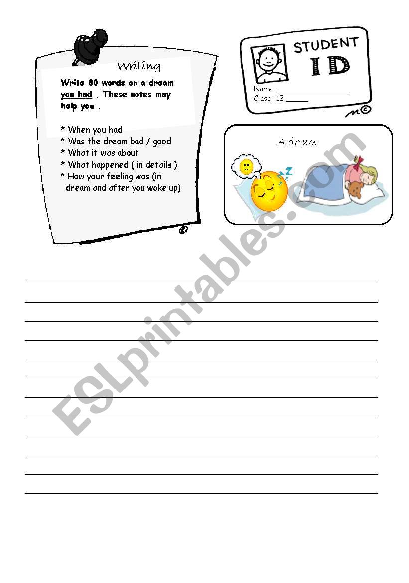 Writing ( A dream ! ) worksheet