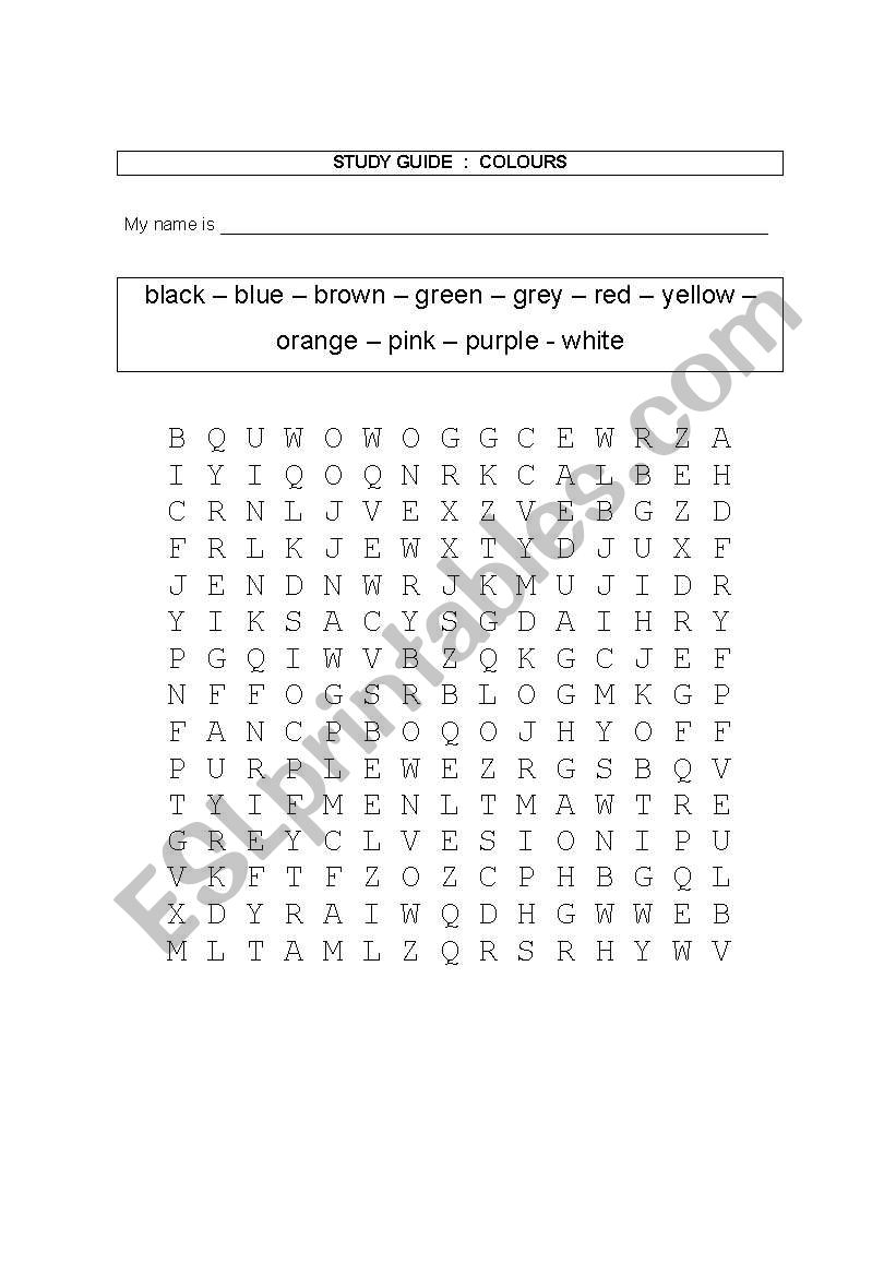 Colours worksheet