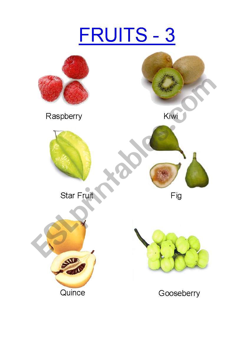 Fruits -3 worksheet