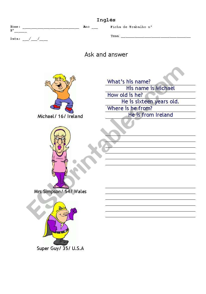 Whats your name? worksheet