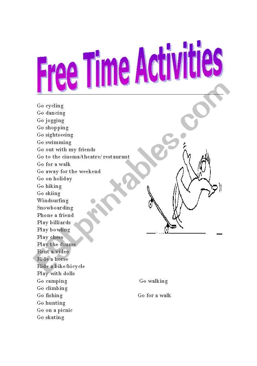 Free activities and Daily routine ( List of verbs)