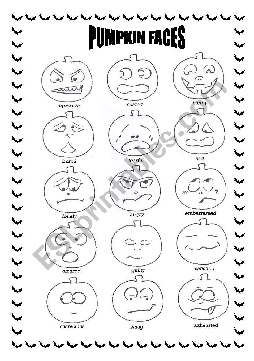 Halloween pumpkin faces worksheet