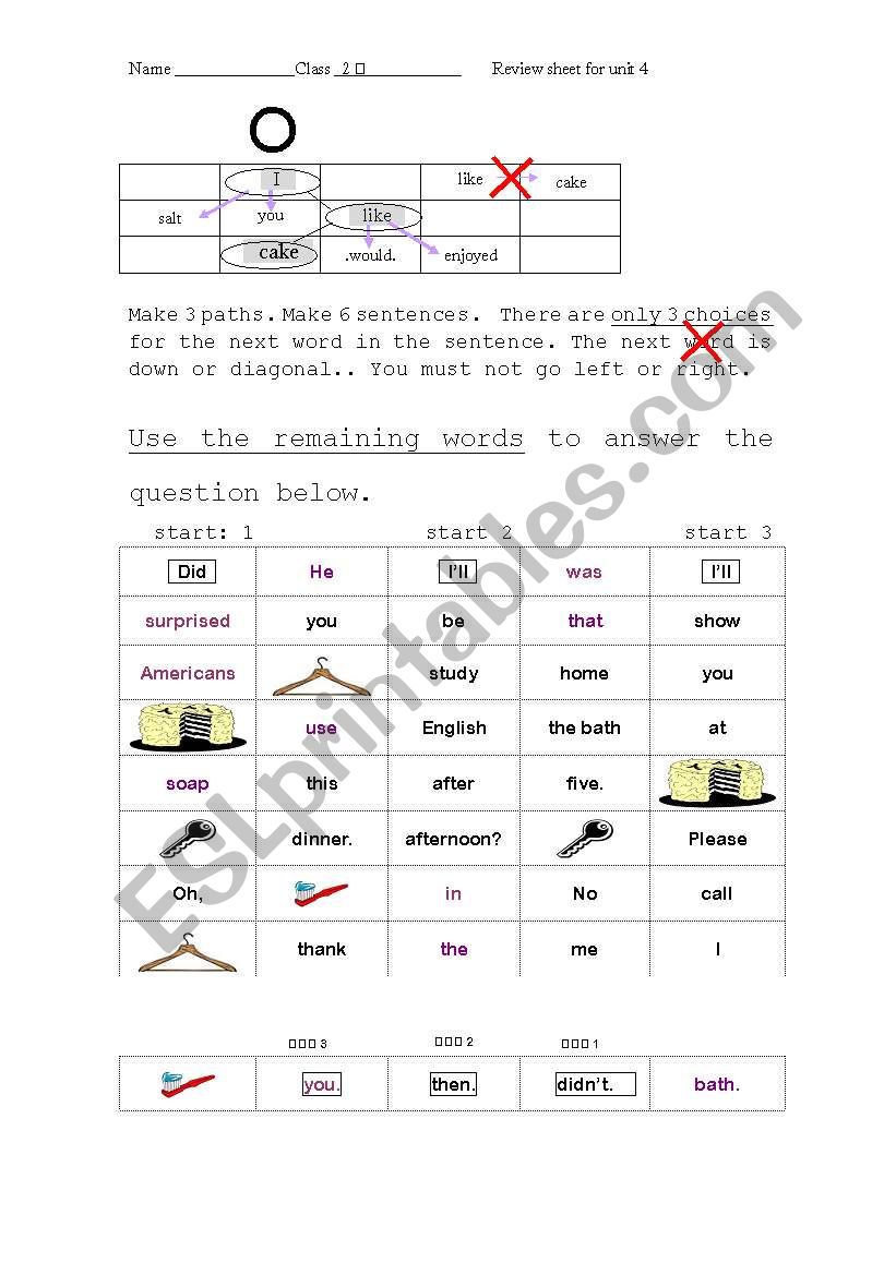 Word game - Building sentences, reveal the secret sentence