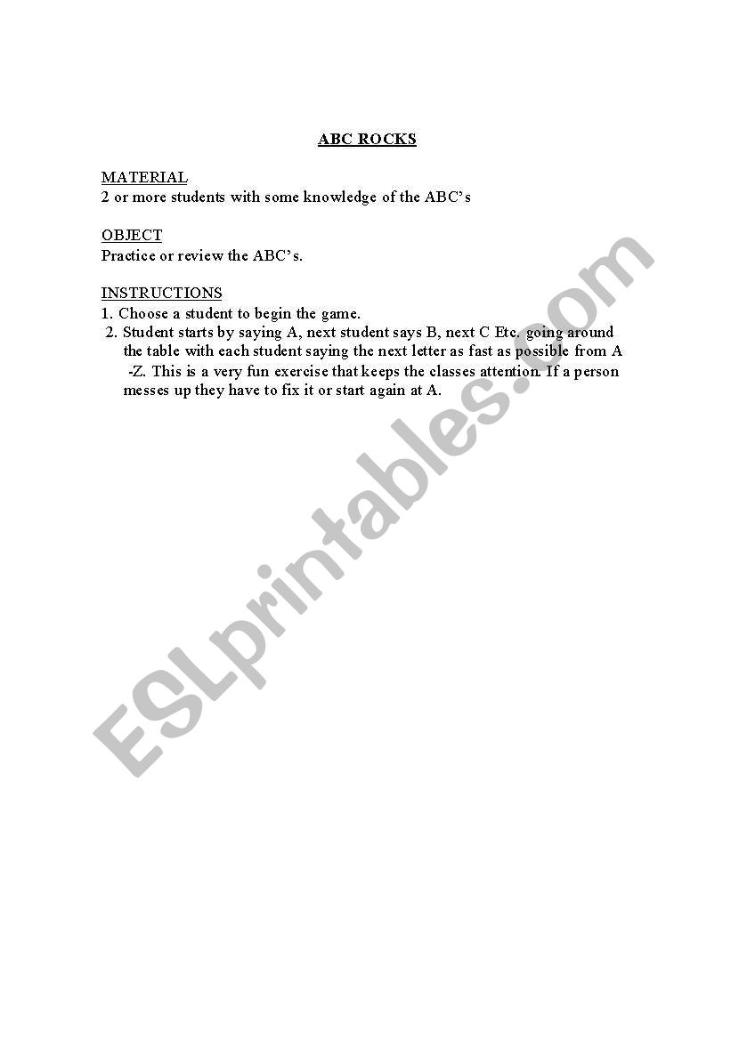 ABC´S ROCKS worksheet