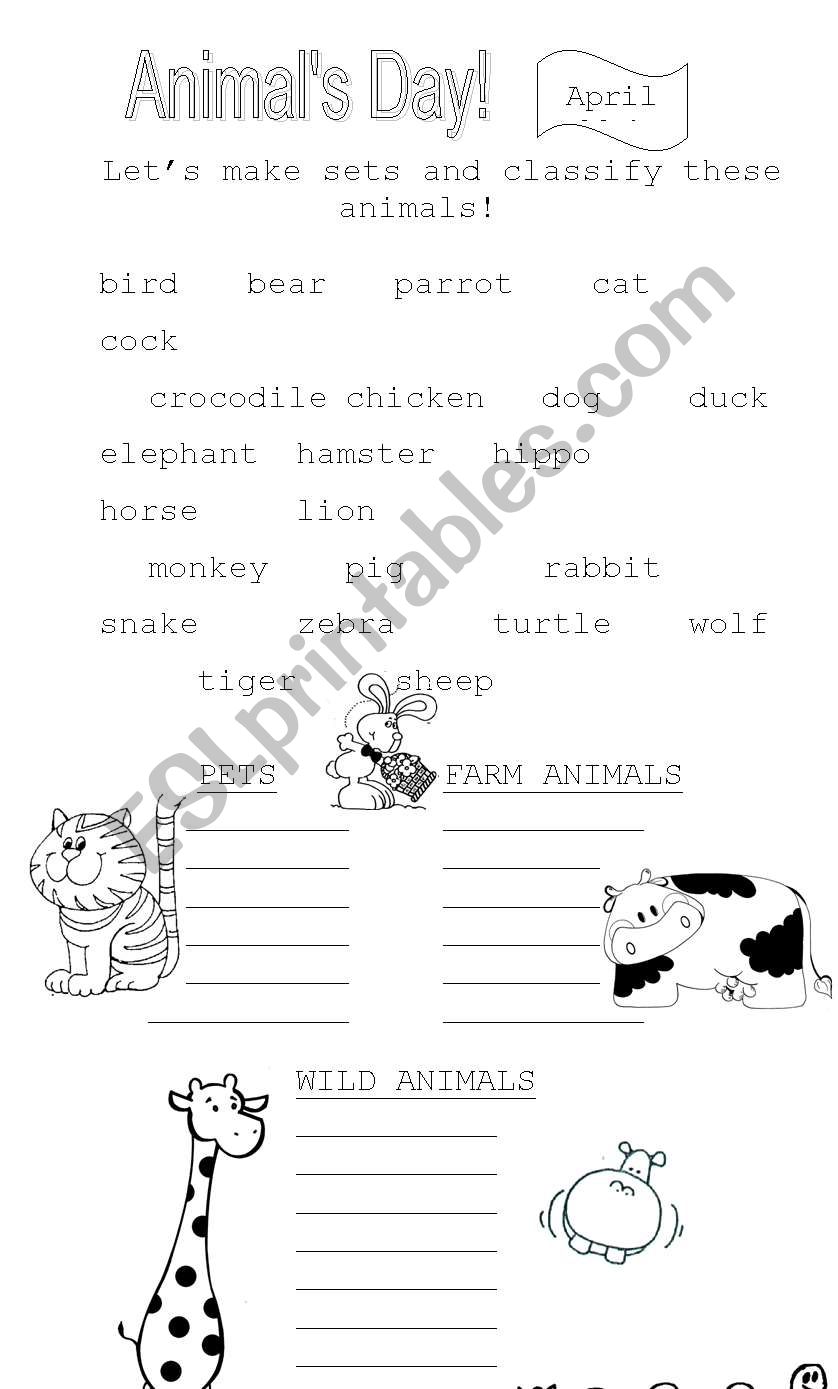 ANIMALS SETS worksheet
