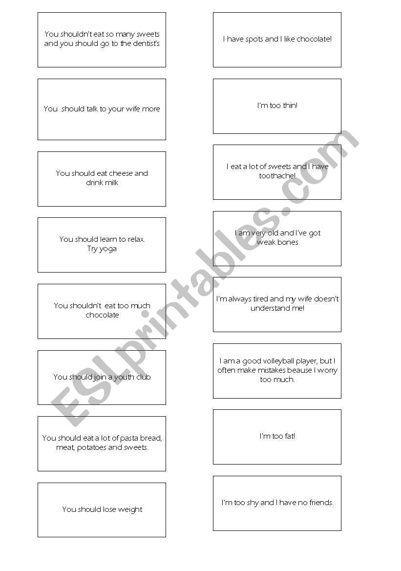 giving advice worksheet