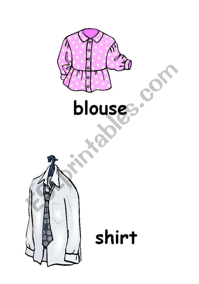 Clothing flashcards worksheet