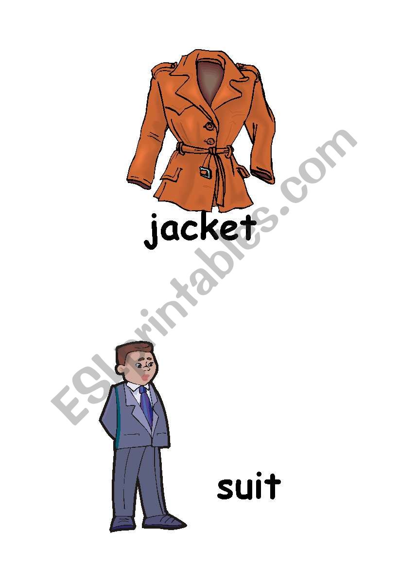 Clothing flashcards worksheet