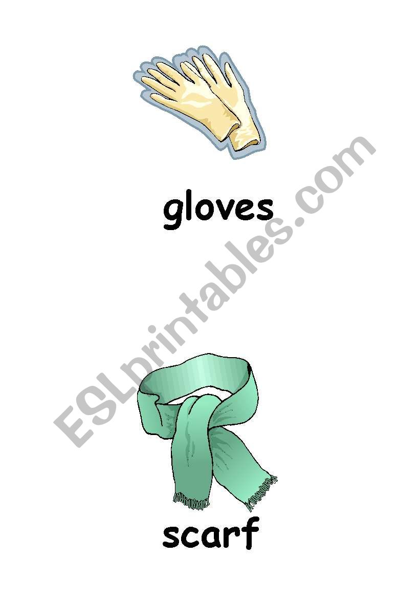 Clothing flashcards worksheet