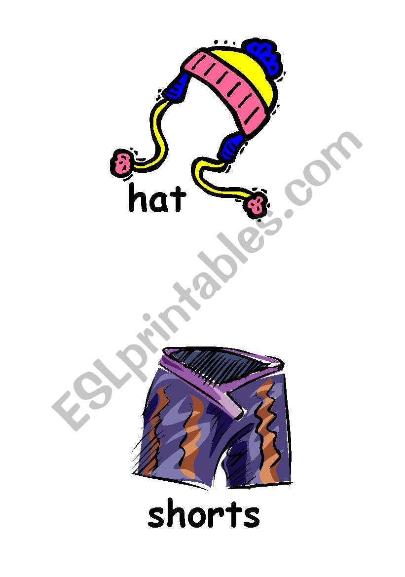 Clothing flashcards worksheet