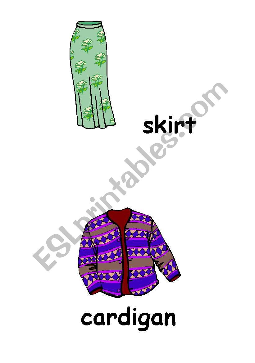 Clothing flashcards worksheet