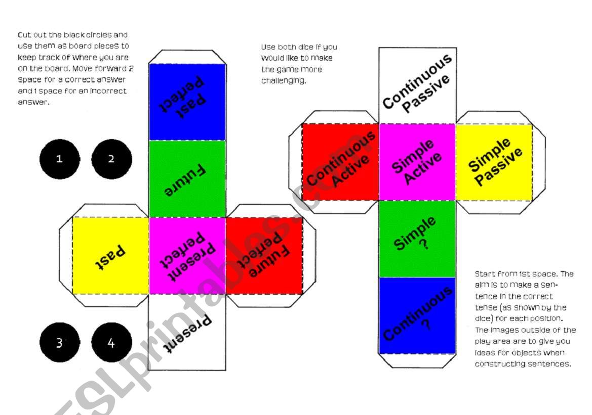 Verb Tenses Board Game worksheet