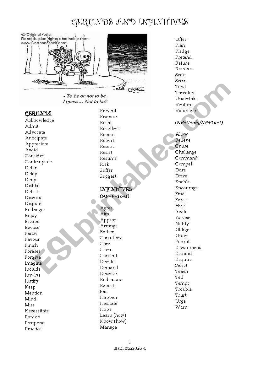 Gerunds and Infinitives worksheet