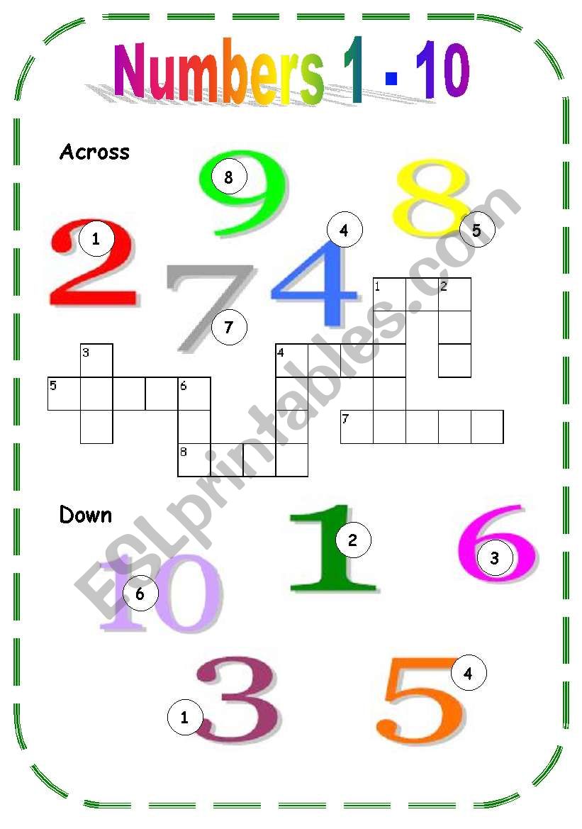 Numers 1 - 10 worksheet