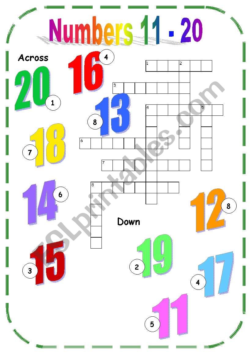 numbers 11 20 esl worksheet by becia