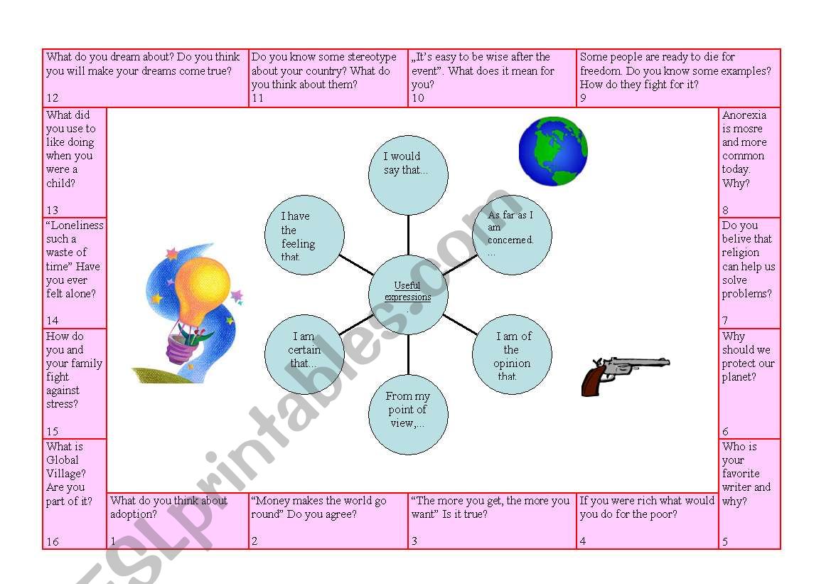 Conversation game worksheet